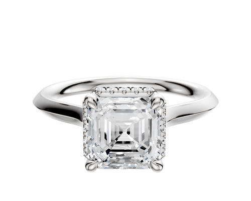 14K White Gold 4 Prong Collar Cathedral Knife Edge 2.0mm Engagement Ring