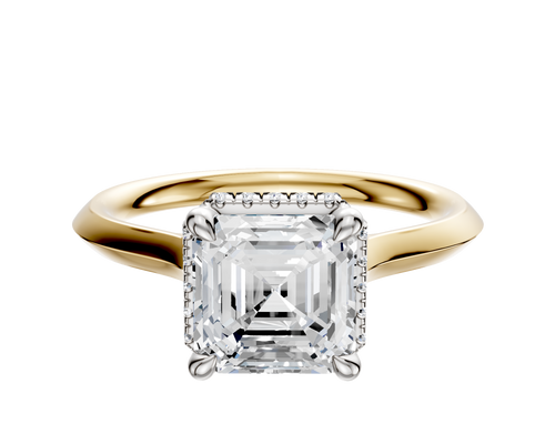 14K Two Tone 4 Prong Collar Cathedral Knife Edge 2.0mm Engagement Ring