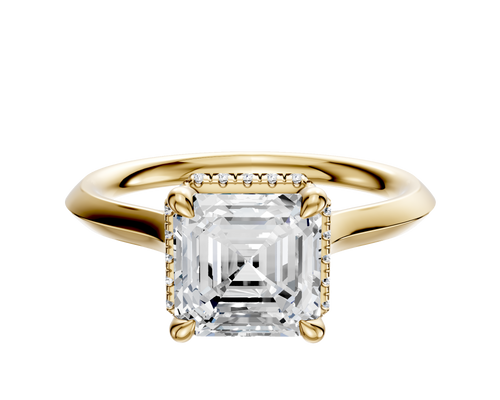 14K Yellow Gold 4 Prong Collar Cathedral Knife Edge 2.0mm Engagement Ring