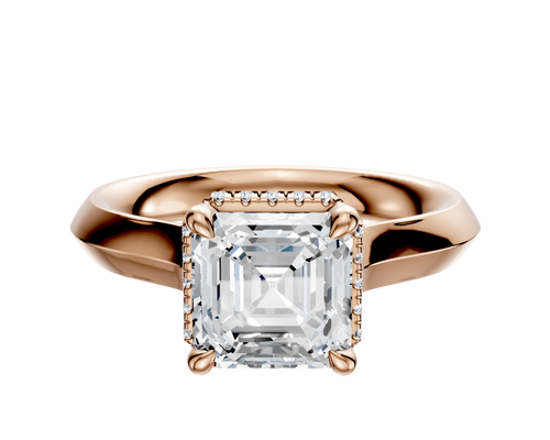 14K Rose Gold 4 Prong Collar Cathedral Knife Edge 3.0mm Engagement Ring