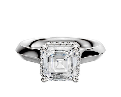 18K White Gold 4 Prong Collar Cathedral Knife Edge 3.0mm Engagement Ring