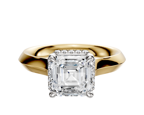 14K Two Tone 4 Prong Collar Cathedral Knife Edge 3.0mm Engagement Ring