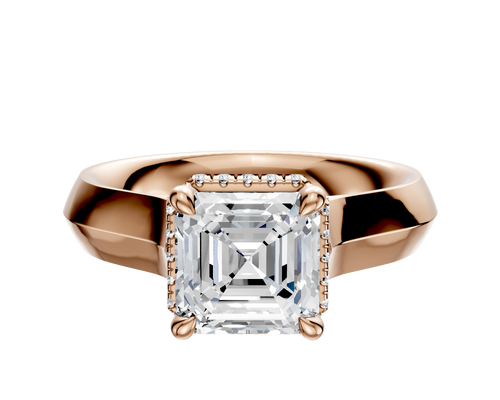 18K Rose Gold 4 Prong Collar Cathedral Knife Edge 4.0mm Engagement Ring