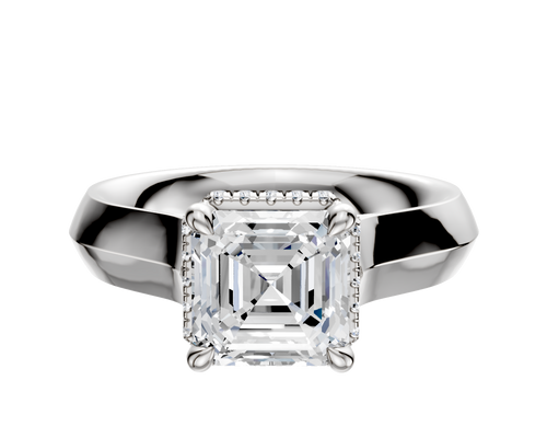 18K White Gold 4 Prong Collar Cathedral Knife Edge 4.0mm Engagement Ring
