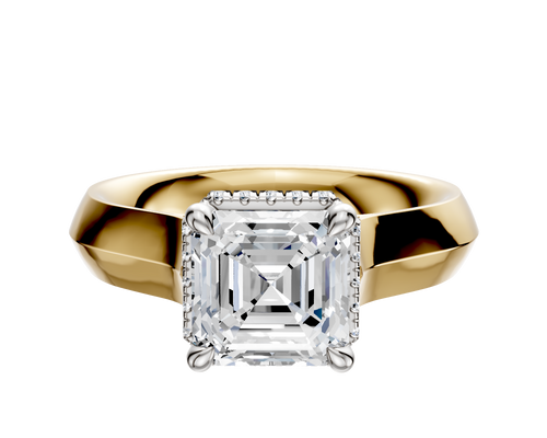 18K Two Tone 4 Prong Collar Cathedral Knife Edge 4.0mm Engagement Ring