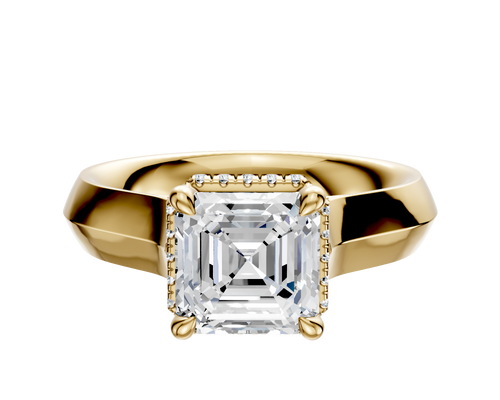 14K Yellow Gold 4 Prong Collar Cathedral Knife Edge 4.0mm Engagement Ring
