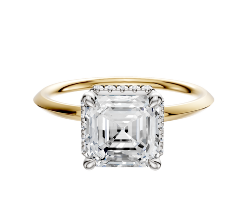 14K Two Tone 4 Prong Collar Classic Knife Edge 1.5mm Engagement Ring