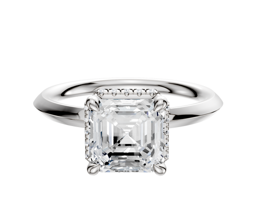 18K White Gold 4 Prong Collar Classic Knife Edge 2.0mm Engagement Ring
