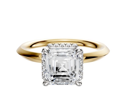 14K Two Tone 4 Prong Collar Classic Knife Edge 2.0mm Engagement Ring