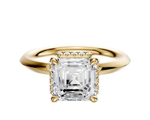 18K Yellow Gold 4 Prong Collar Classic Knife Edge 2.0mm Engagement Ring