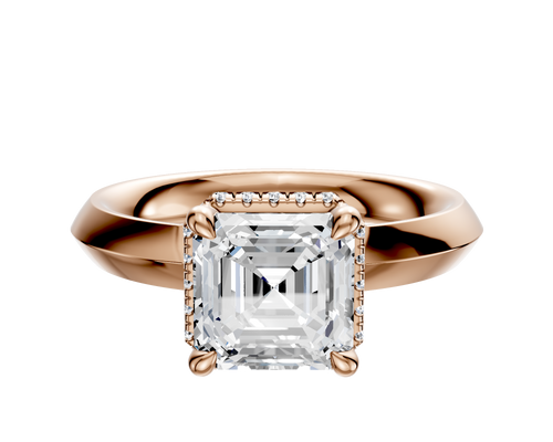 18K Rose Gold 4 Prong Collar Classic Knife Edge 3.0mm Engagement Ring
