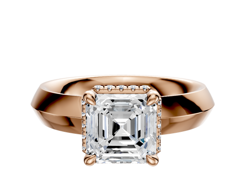 18K Rose Gold 4 Prong Collar Classic Knife Edge 4.0mm Engagement Ring