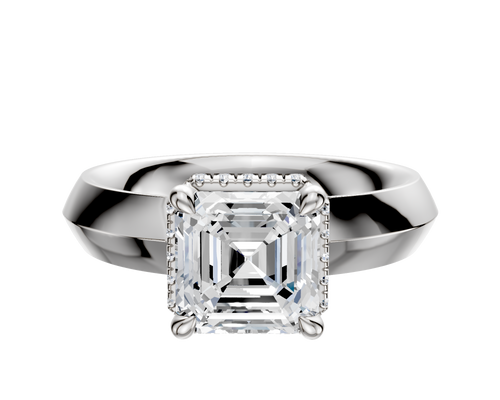 18K White Gold 4 Prong Collar Classic Knife Edge 4.0mm Engagement Ring
