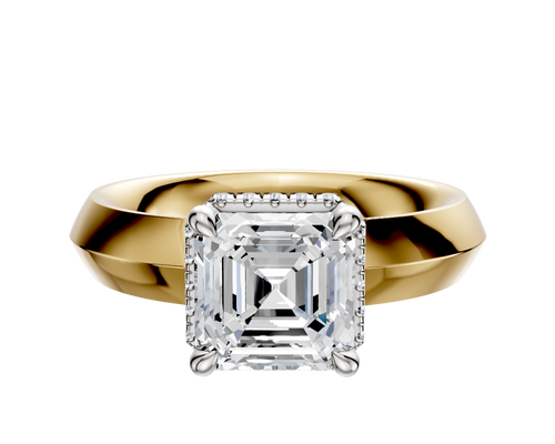 14K Two Tone 4 Prong Collar Classic Knife Edge 4.0mm Engagement Ring