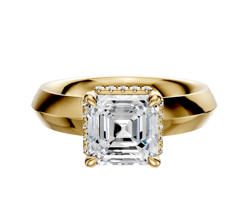 14K Yellow Gold 4 Prong Collar Classic Knife Edge 4.0mm Engagement Ring