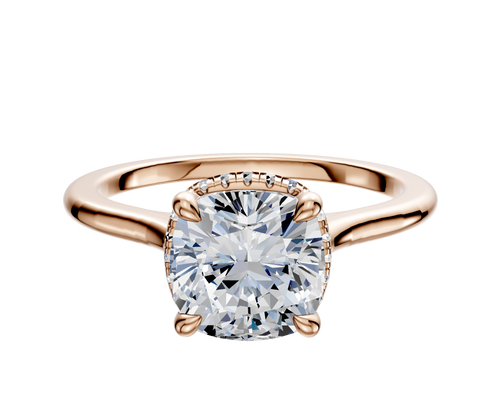 18K Rose Gold 4 Prong Collar Cathedral Dome 1.5mm Engagement Ring