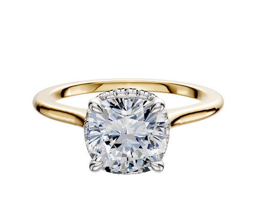 14K Two Tone 4 Prong Collar Cathedral Dome 1.5mm Engagement Ring
