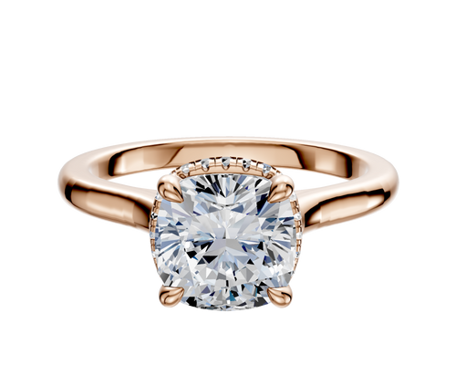 18K Rose Gold 4 Prong Collar Cathedral Dome 2.0mm Engagement Ring