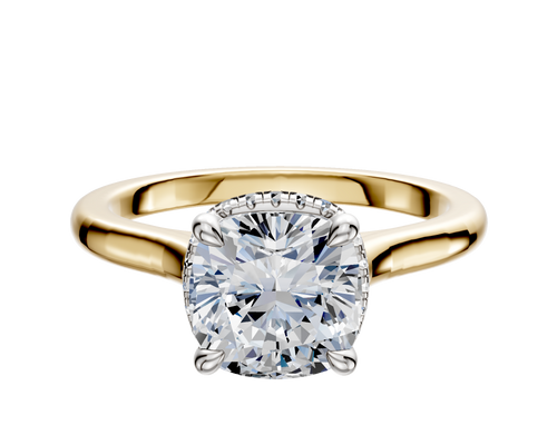 18K Two Tone 4 Prong Collar Cathedral Dome 2.0mm Engagement Ring