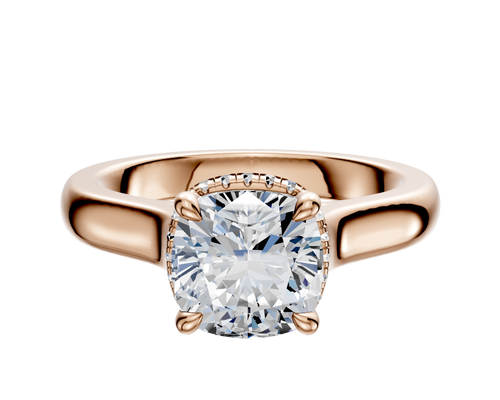 14K Rose Gold 4 Prong Collar Cathedral Dome 3.0mm Engagement Ring