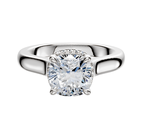 Platinum 4 Prong Collar Cathedral Dome 3.0mm Engagement Ring
