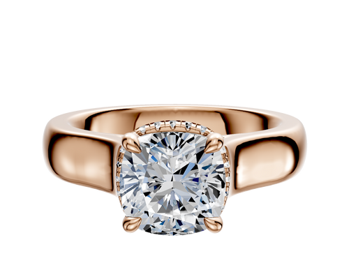 18K Rose Gold 4 Prong Collar Cathedral Dome 4.0mm Engagement Ring