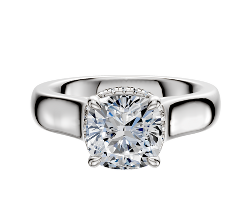 14K White Gold 4 Prong Collar Cathedral Dome 4.0mm Engagement Ring