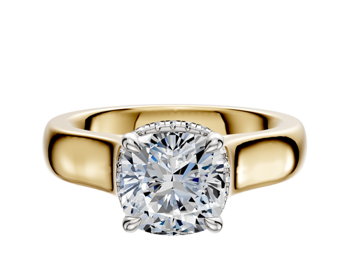 14K Two Tone 4 Prong Collar Cathedral Dome 4.0mm Engagement Ring