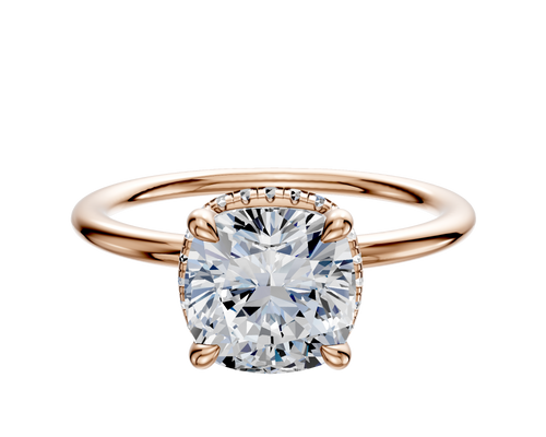 18K Rose Gold 4 Prong Collar Classic Dome 1.5mm Engagement Ring