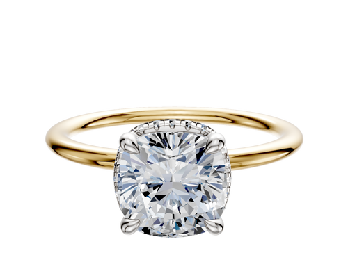 14K Two Tone 4 Prong Collar Classic Dome 1.5mm Engagement Ring