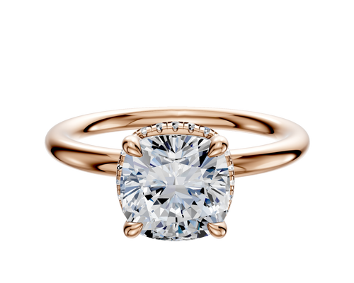 18K Rose Gold 4 Prong Collar Classic Dome 2.0mm Engagement Ring