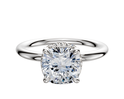 18K White Gold 4 Prong Collar Classic Dome 2.0mm Engagement Ring