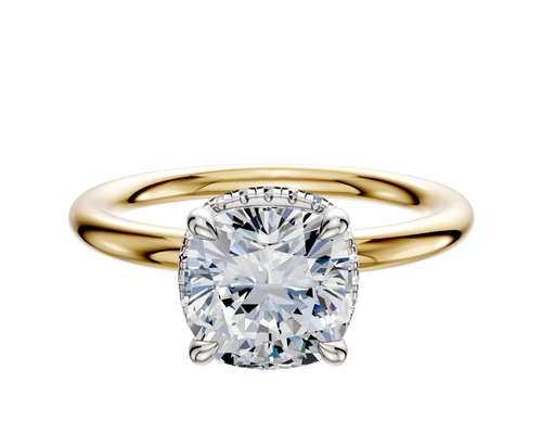 18K Two Tone 4 Prong Collar Classic Dome 2.0mm Engagement Ring