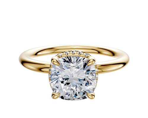 14K Yellow Gold 4 Prong Collar Classic Dome 2.0mm Engagement Ring