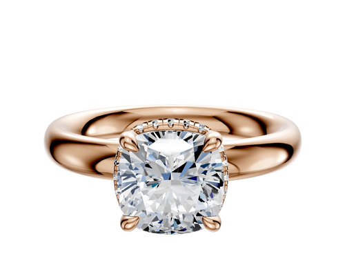 18K Rose Gold 4 Prong Collar Classic Dome 3.0mm Engagement Ring