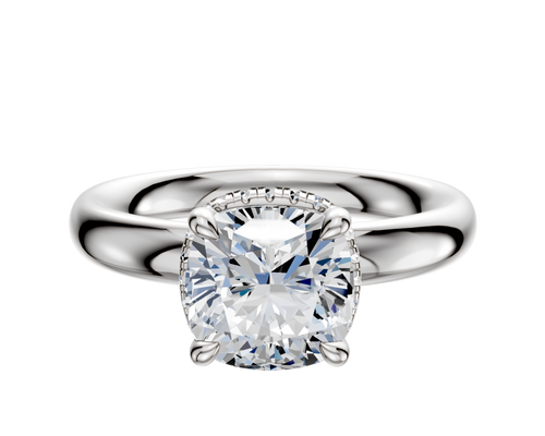 14K White Gold 4 Prong Collar Classic Dome 3.0mm Engagement Ring