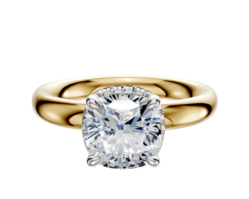 18K Two Tone 4 Prong Collar Classic Dome 3.0mm Engagement Ring