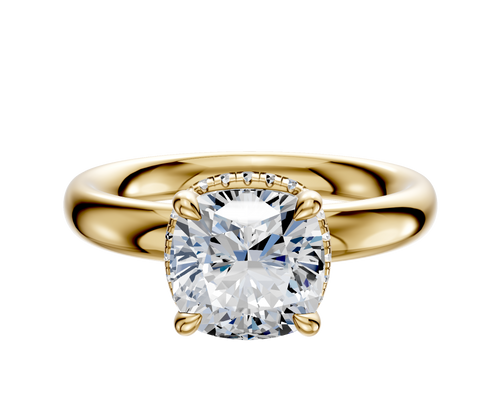 14K Yellow Gold 4 Prong Collar Classic Dome 3.0mm Engagement Ring