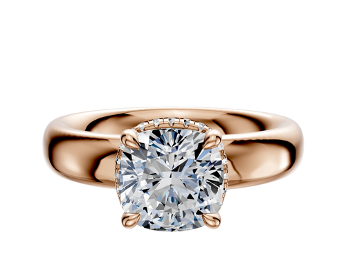 18K Rose Gold 4 Prong Collar Classic Dome 4.0mm Engagement Ring
