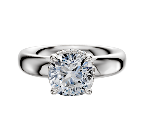 Platinum 4 Prong Collar Classic Dome 4.0mm Engagement Ring