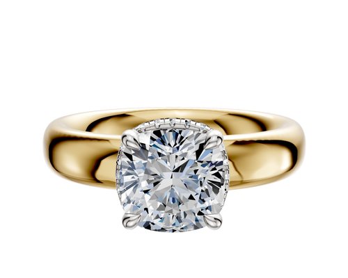 14K Two Tone 4 Prong Collar Classic Dome 4.0mm Engagement Ring