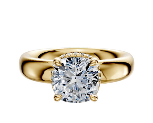 18K Yellow Gold 4 Prong Collar Classic Dome 4.0mm Engagement Ring