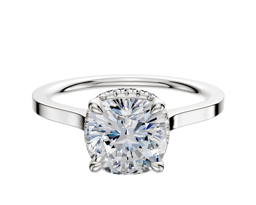 Platinum 4 Prong Collar Cathedral Flat 1.5mm Engagement Ring