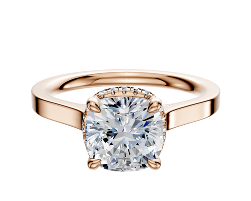 18K Rose Gold 4 Prong Collar Cathedral Flat 2.0mm Engagement Ring
