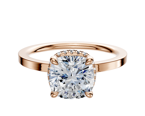 18K Rose Gold 4 Prong Collar Classic Flat 1.5mm Engagement Ring