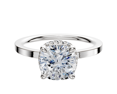 14K White Gold 4 Prong Collar Classic Flat 1.5mm Engagement Ring