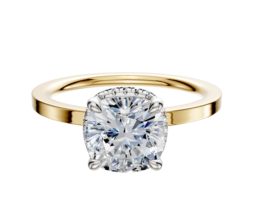 14K Two Tone 4 Prong Collar Classic Flat 1.5mm Engagement Ring