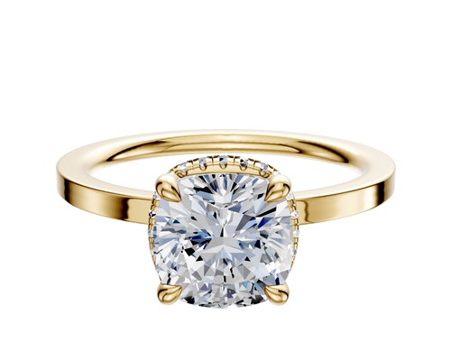 14K Yellow Gold 4 Prong Collar Classic Flat 1.5mm Engagement Ring