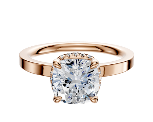 18K Rose Gold 4 Prong Collar Classic Flat 2.0mm Engagement Ring