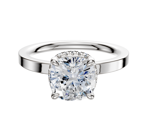 14K White Gold 4 Prong Collar Classic Flat 2.0mm Engagement Ring